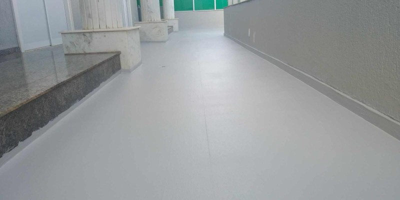 Impermeabilização de piso com borracha liquida e látex e Bidim.