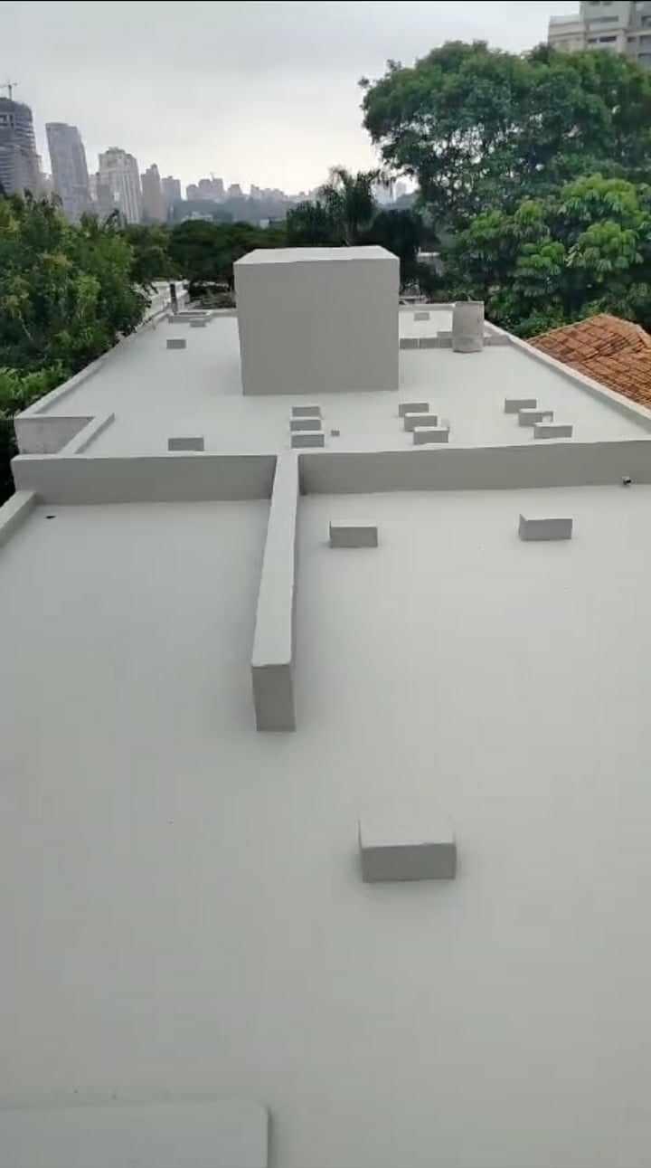 Impermeabilização e isolamento térmico, para lajes e telhados expostos com borracha liquida e bidim.