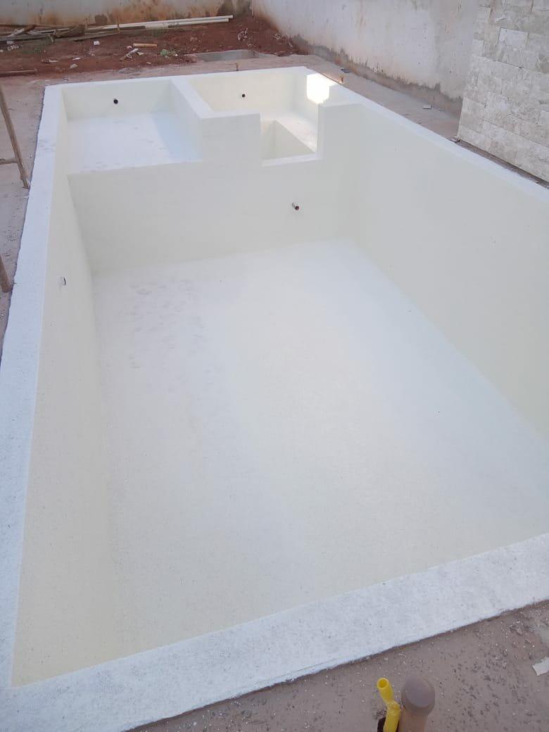 impermeabilização de piscina com borracha liquida e bidim. 